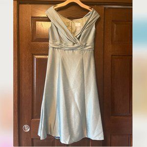 Midi dress - W2 size 12  soft turquoise dupioni silk